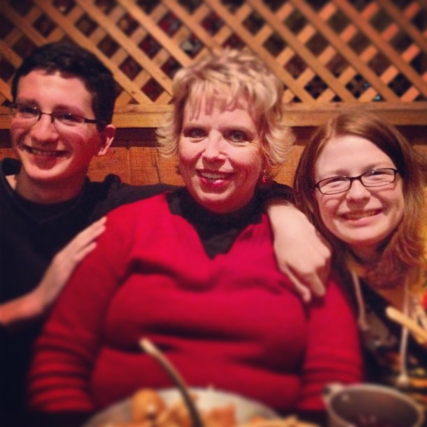 Nana, Jack, and Becca at supper